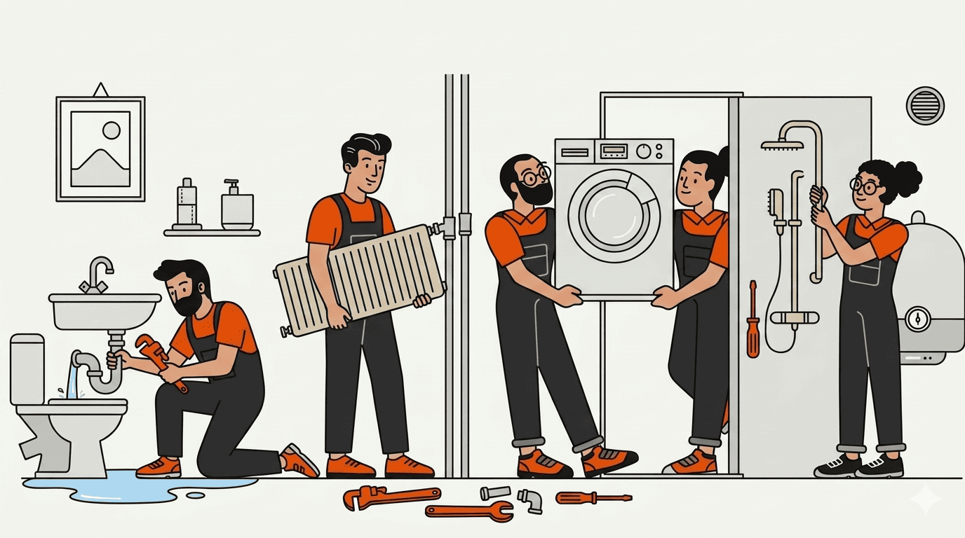 Plombiers au travail